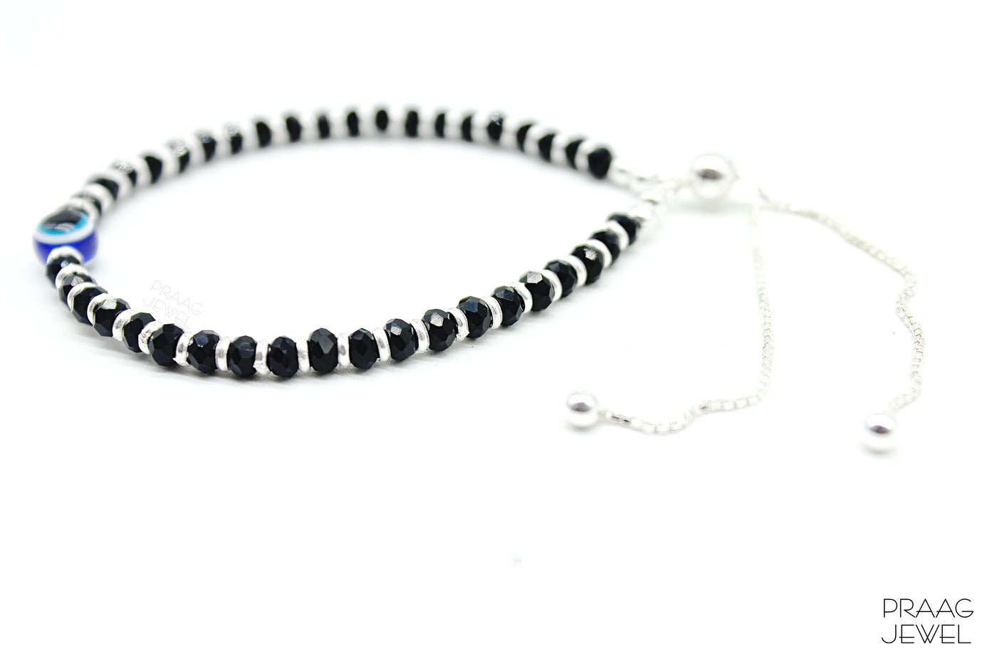 Buy Adjustable 925 Pure Silver Nazariya Bracelet With Black Crystals  Perfect Fit for Boys, Girls, and Women Online in India - Etsy