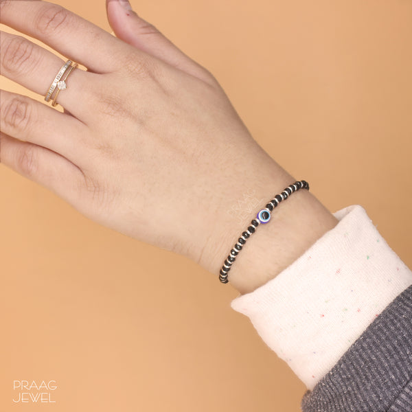 Buy Jyokrish Handmade Adjustable Black thread Metal silver Beads Blue evil  eye Nazariya bracelet for Unisex |Men |Boys |Girls |Women | Free Size| hand  band |Nazarbattu |Lucky Protection| Pack of 1 Online