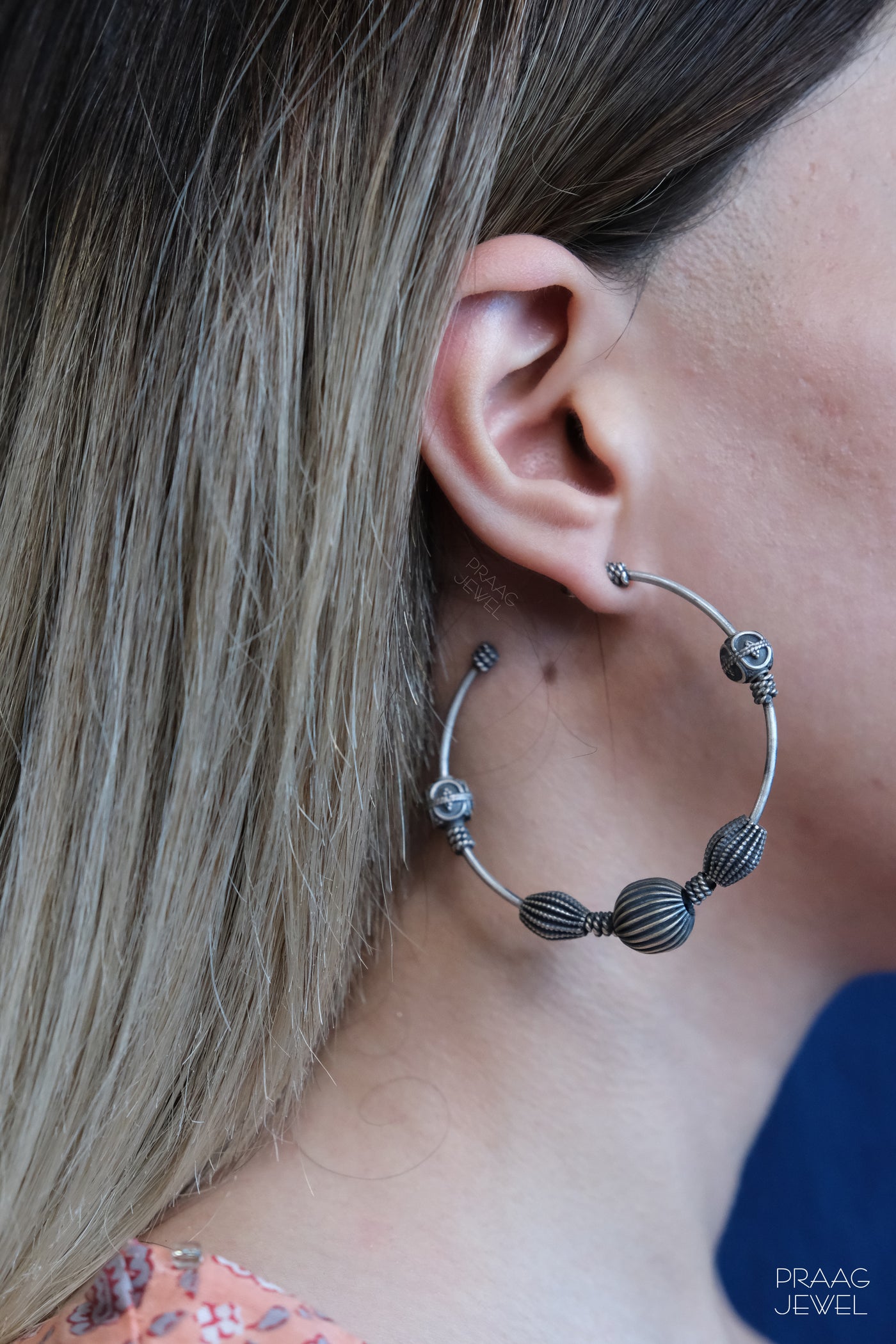 Oxidised Silver Bali Hoop earrings  Abaran Timeless Jewellery PvtLtd